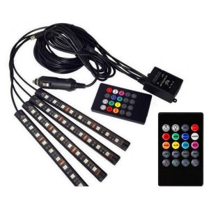 araç içi ayak altı müziğe ve sese duyarlı renkli kumandalı 12 led
